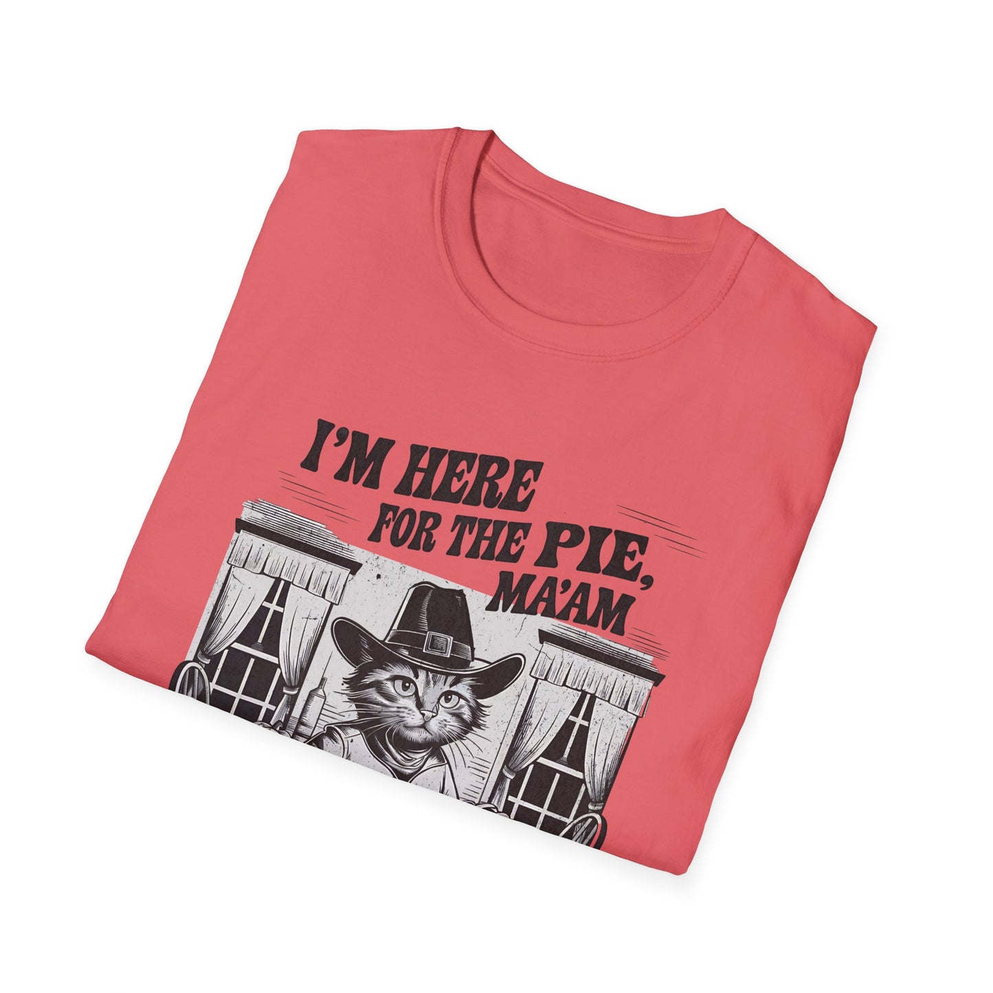 Funny Retro Cowboy Cat Holiday I'm Only Here for the Pie Unisex T-Shirt