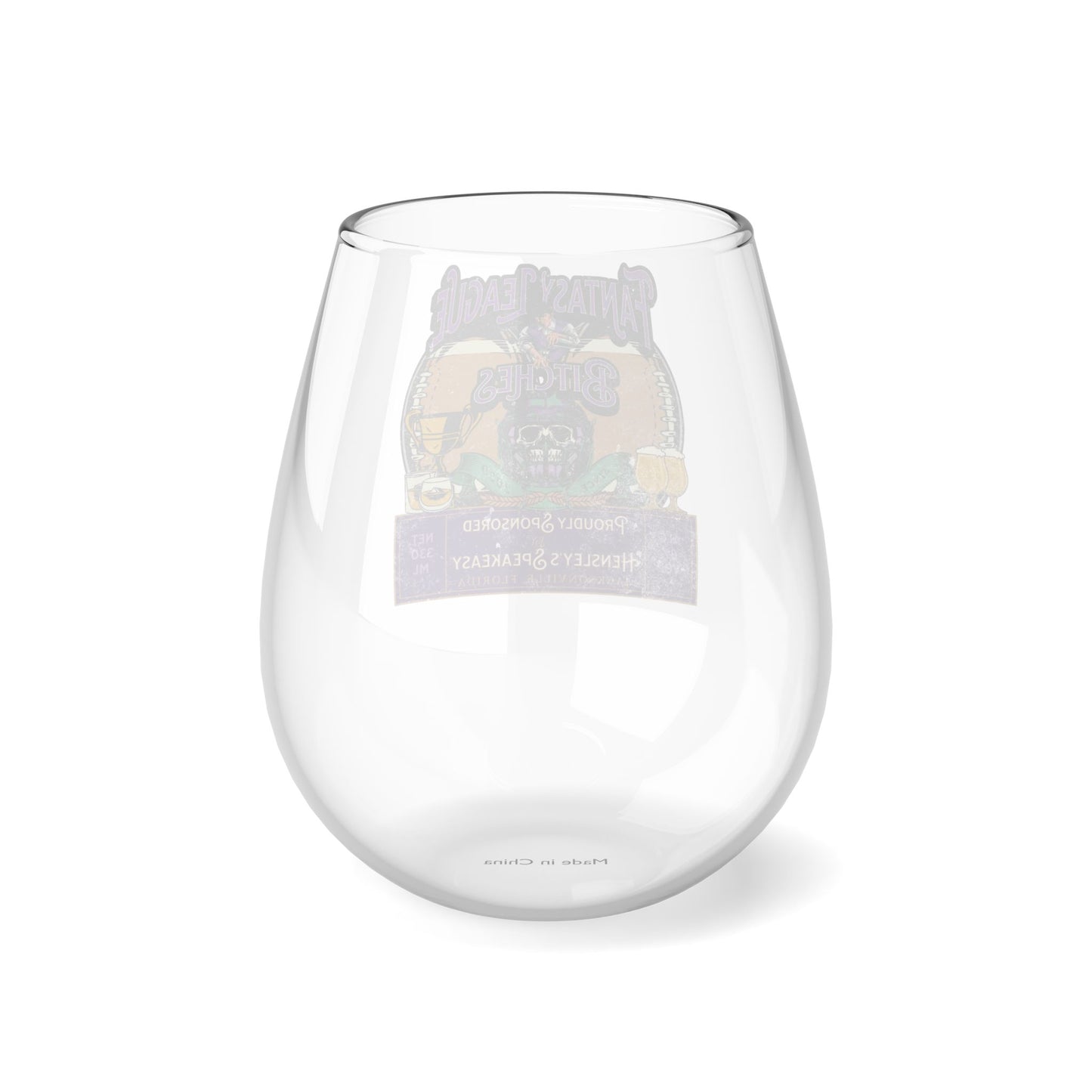 Fantasy League Bitches FLB Football Team Spirit Stemless Wine Glass, 11.75oz