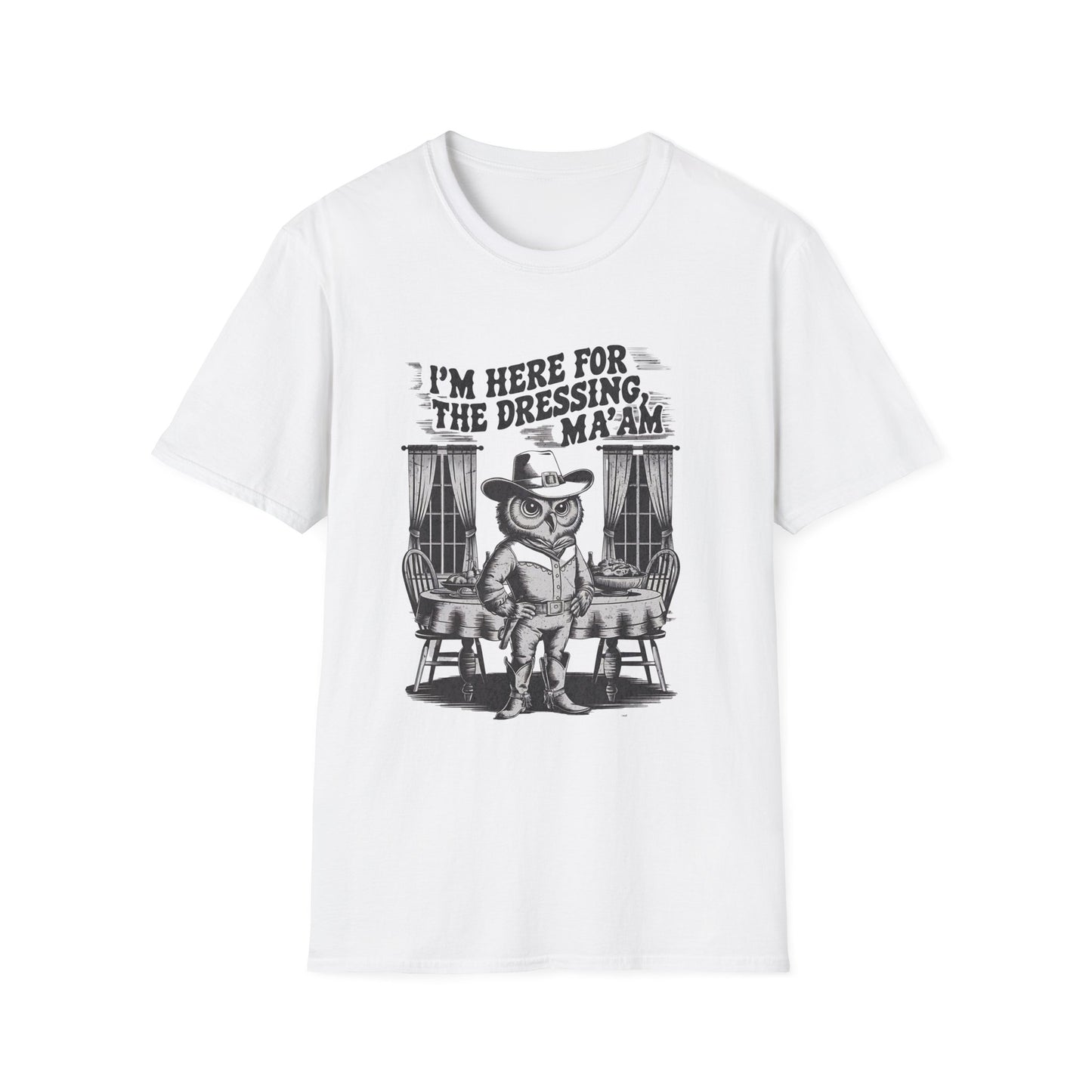 Funny Retro Cowboy Owl Holiday I'm Only Here for the Dressing Unisex T-Shirt