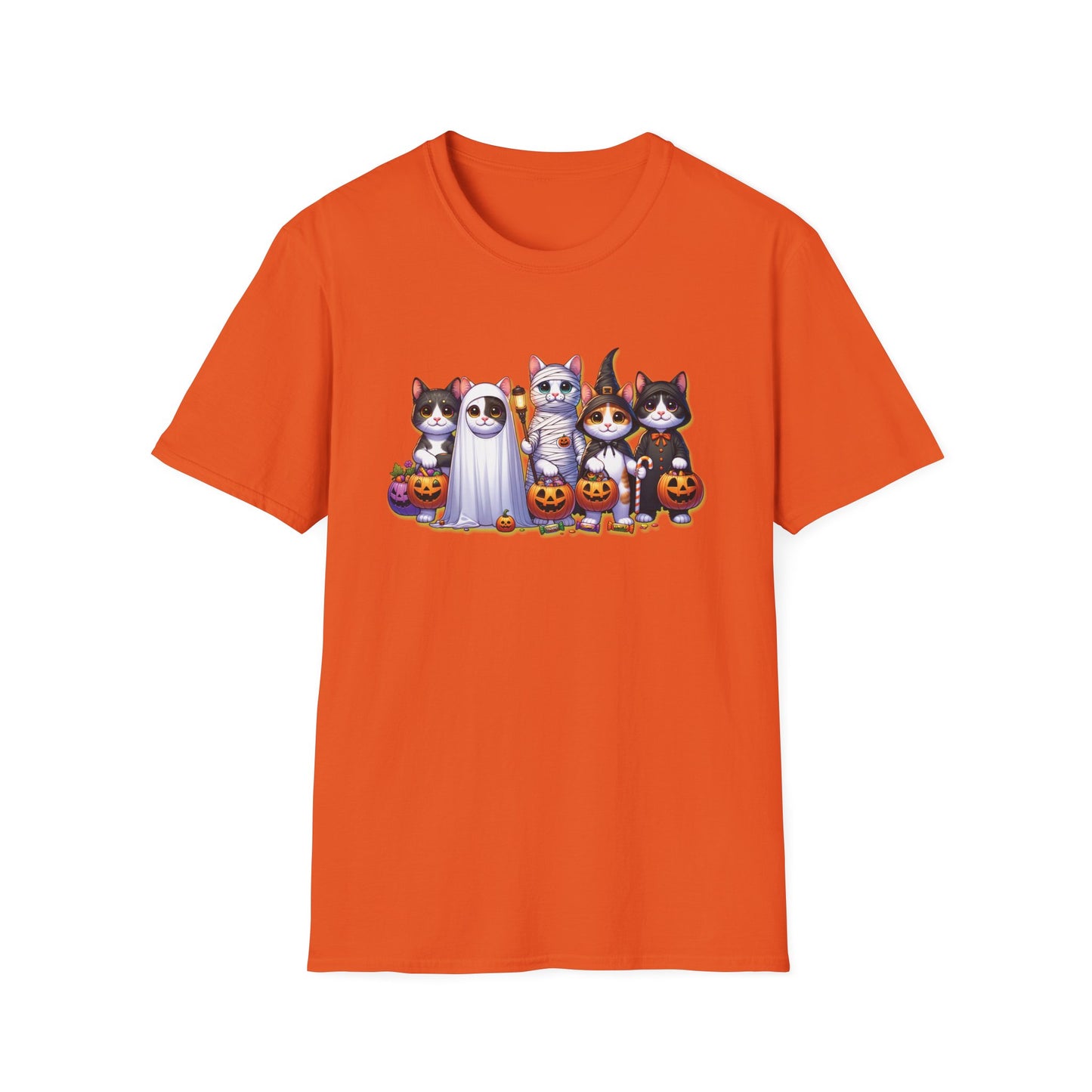 Halloween Cats Trick or Treating Tee, Funny Spooky Season Unisex T-Shirt XS-5XL