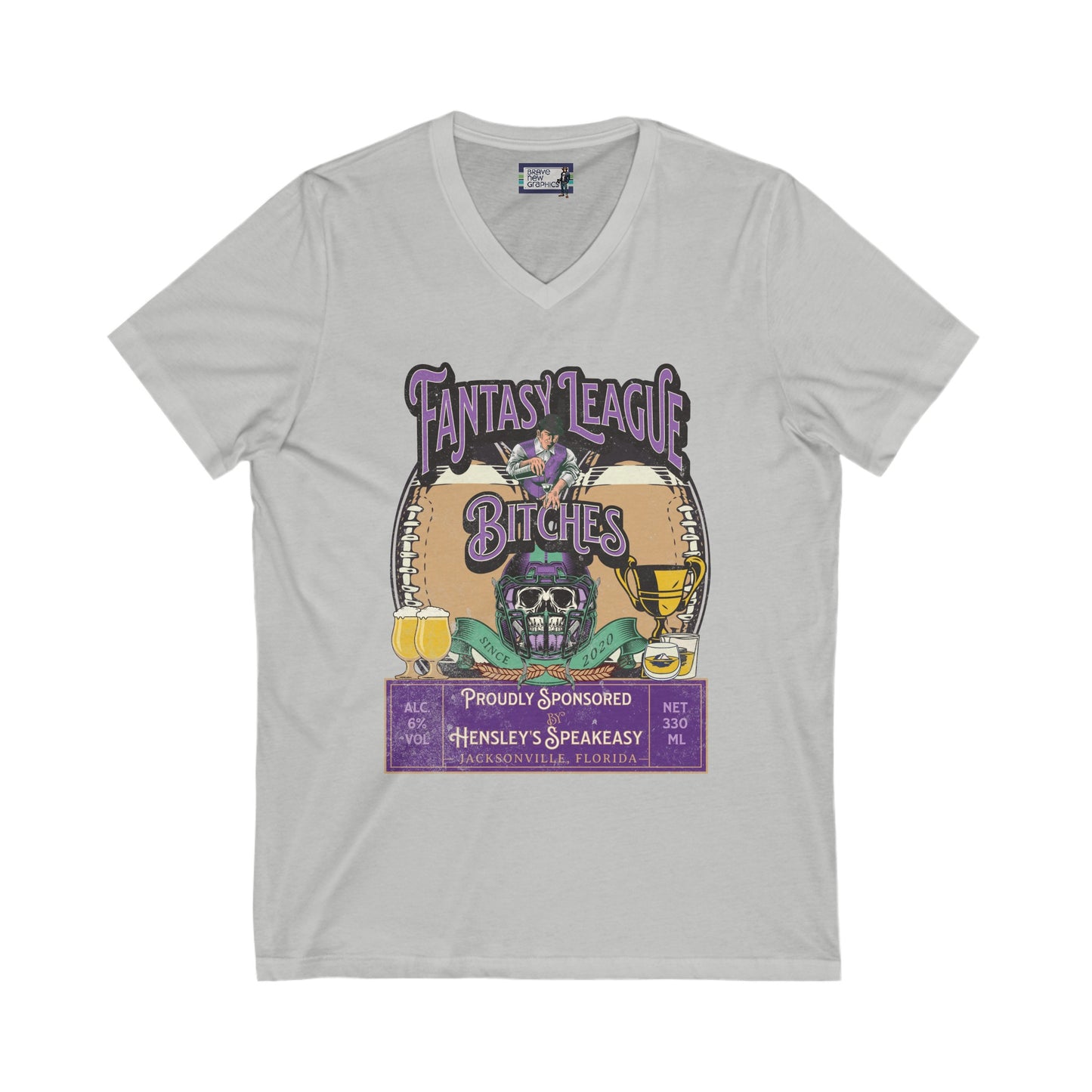 V-Neck Fantasy League Bitches FLB Football Team Spirit Unisex Jersey Short Sleeve V-Neck Tee