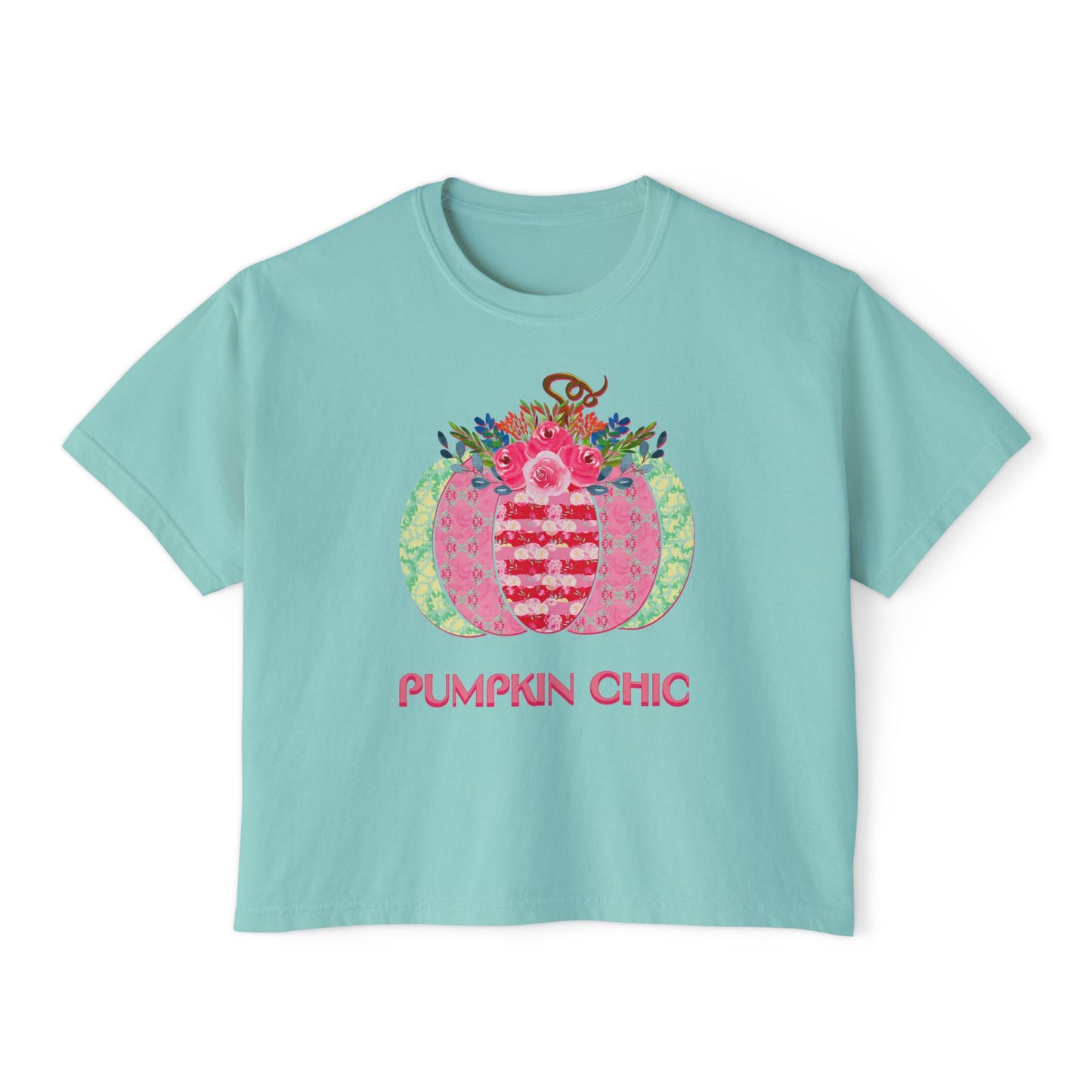 Pumpkin Chic Halloween or Fall Cropped Comfort Colors Women's Boxy Tee