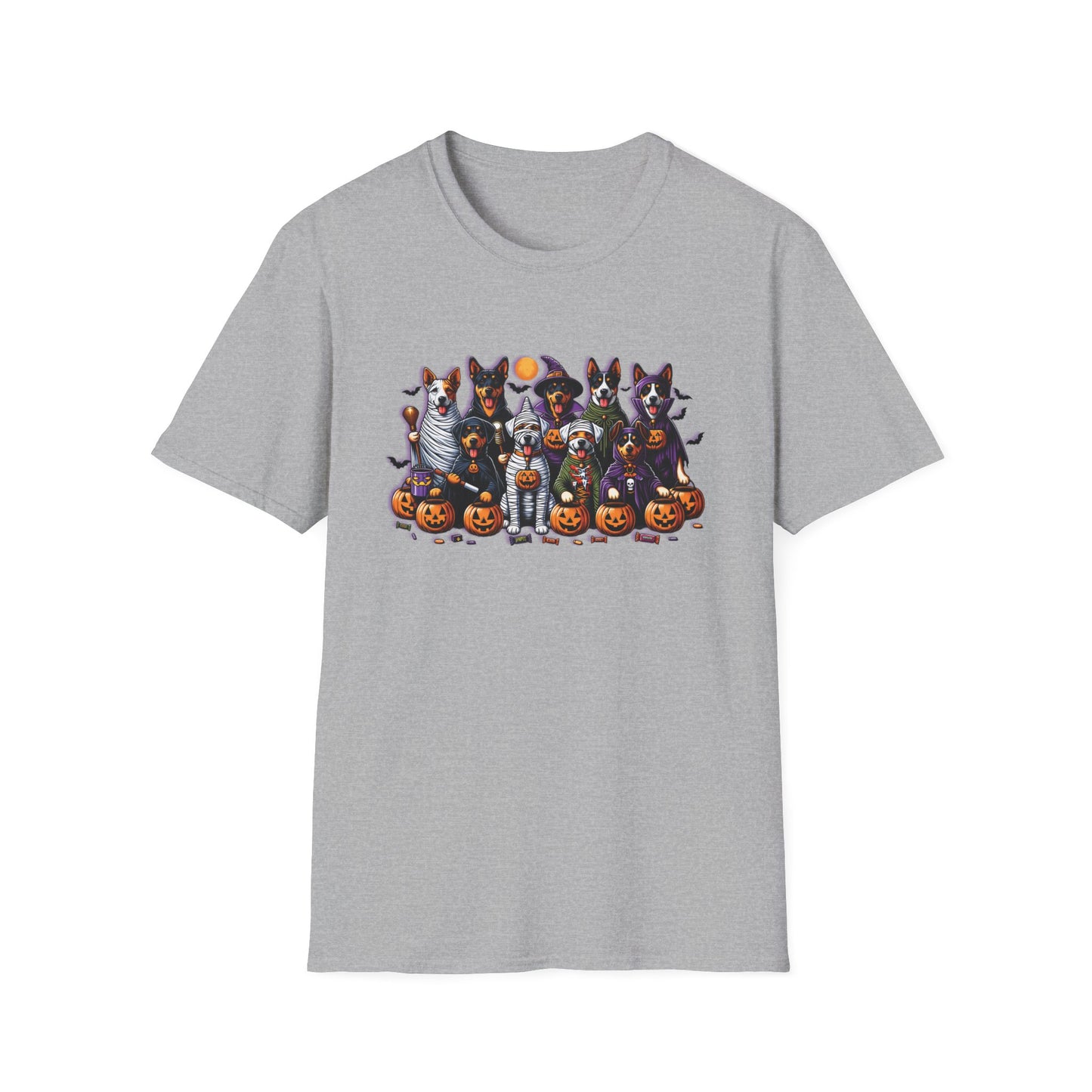 Halloween Dogs Trick or Treating Funny Spooky Season Tee, Unisex T-Shirt XS-5XL