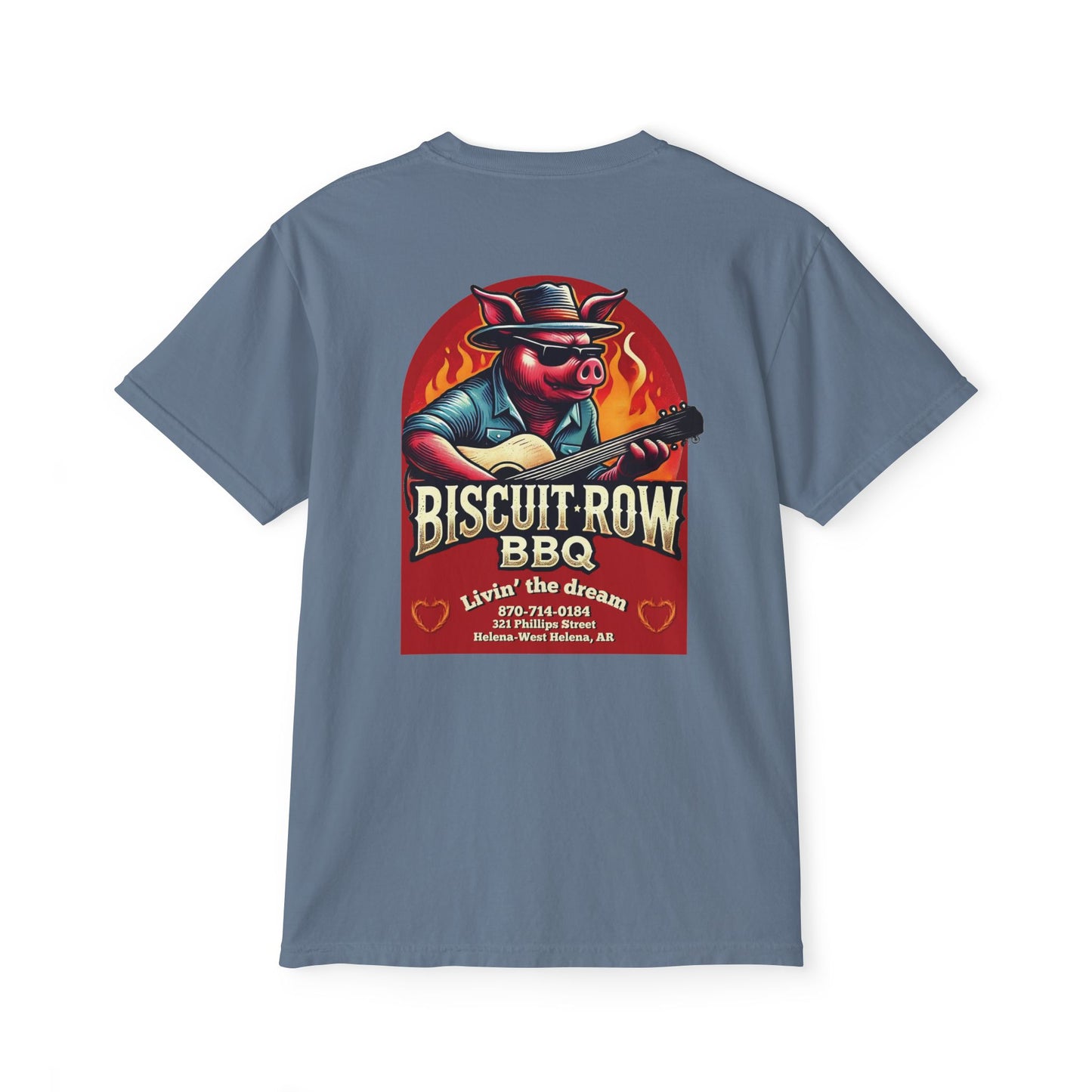 Custom for Biscuit Row BBQ Unisex Garment-Dyed Pocket T-Shirt