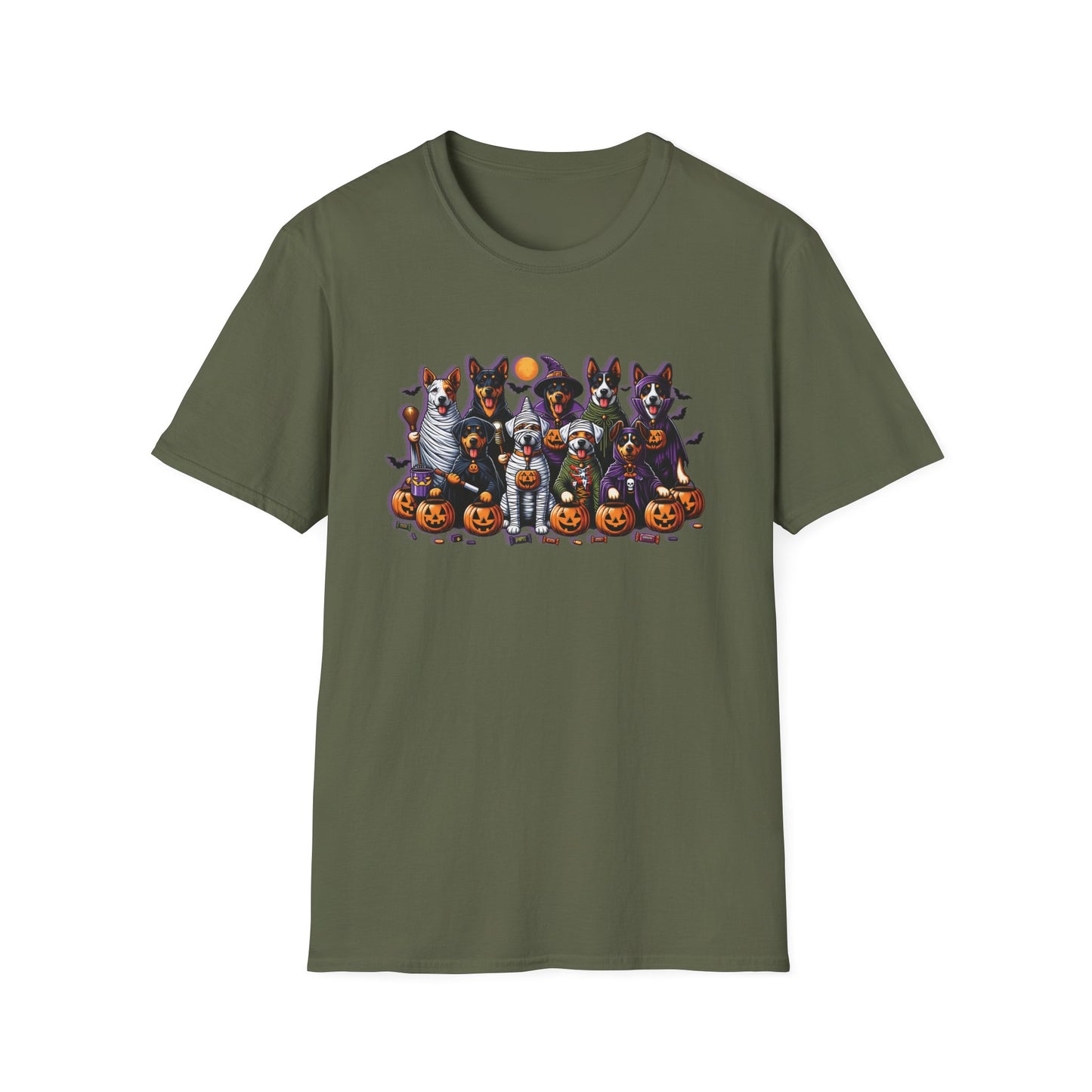 Halloween Dogs Trick or Treating Funny Spooky Season Tee, Unisex T-Shirt XS-5XL