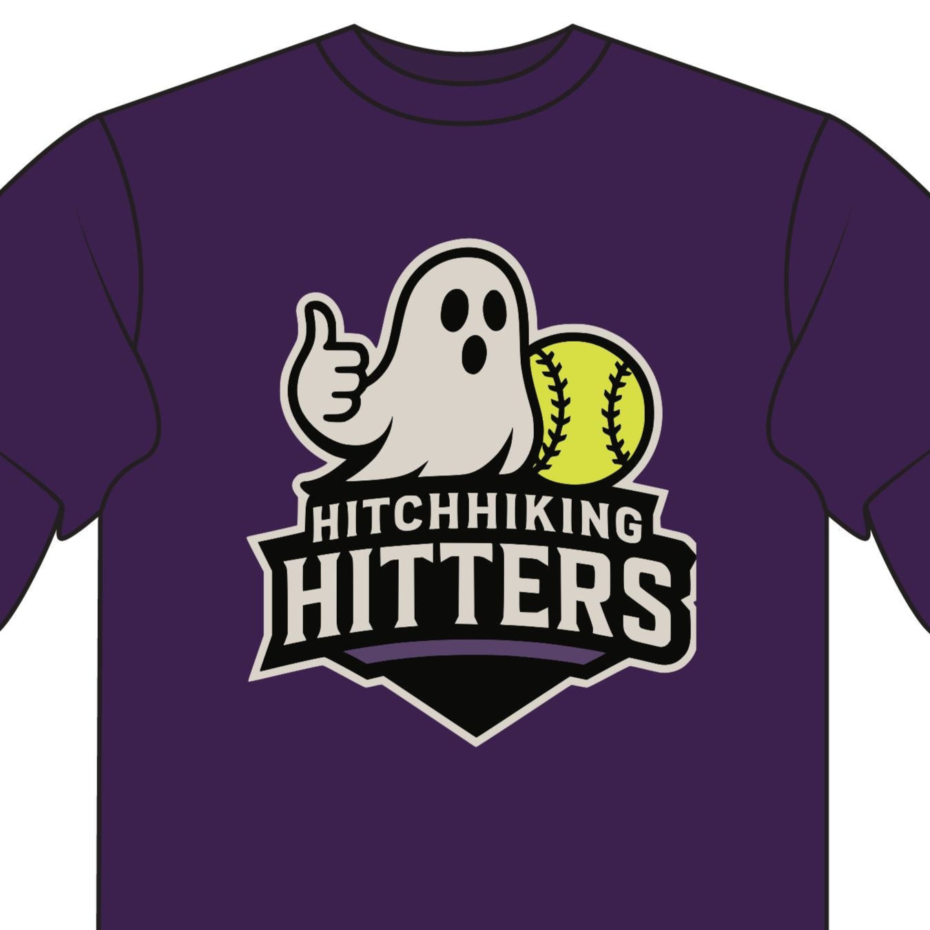 Custom Hitchhiking Hitters Long Sleeve Purple Softball T-Shirt Unisex Apparel