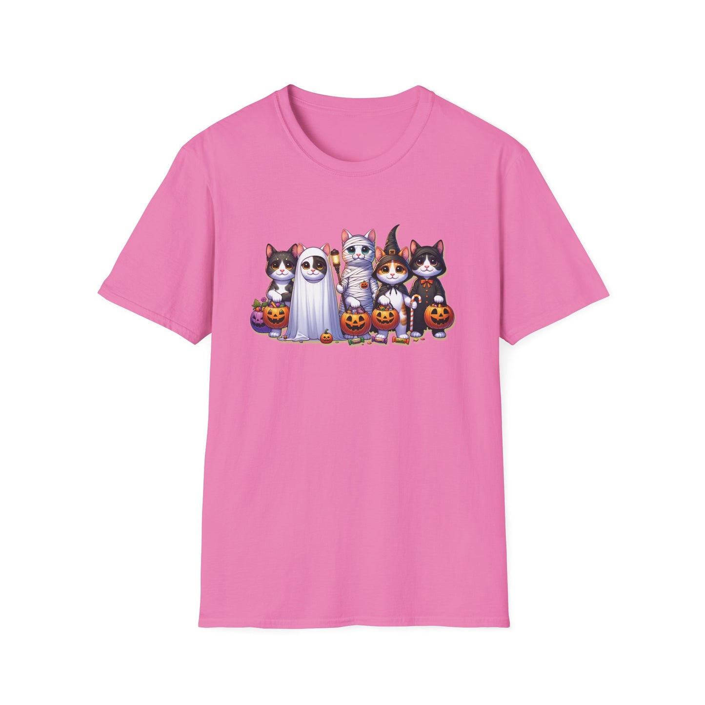 Halloween Cats Trick or Treating Tee, Funny Spooky Season Unisex T-Shirt XS-5XL