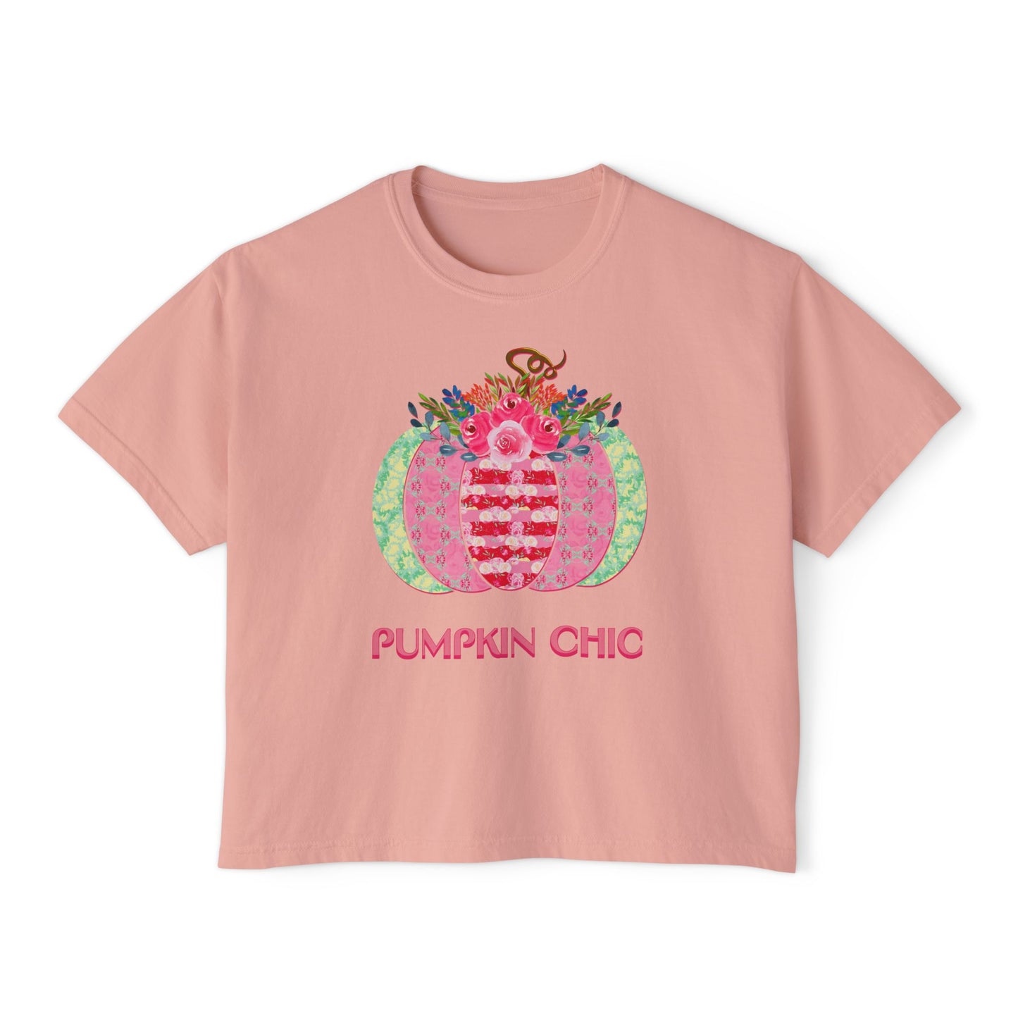 Pumpkin Chic Halloween or Fall Cropped Comfort Colors Women's Boxy Tee