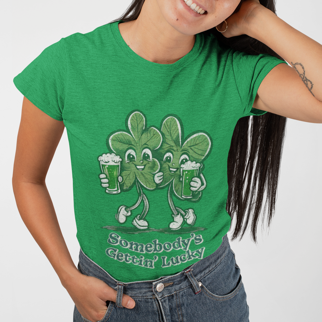 St. Patrick's Day Humor T-Shirt "Somebody's Gettin' Lucky" Holiday Design
