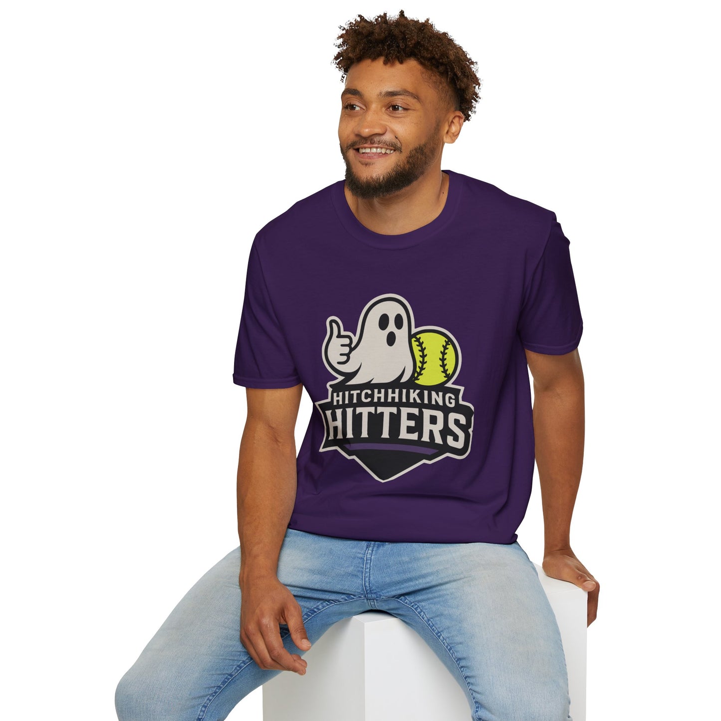 Custom Hitchhiking Hitters Short Sleeve Purple Softball T-Shirt Unisex Apparel