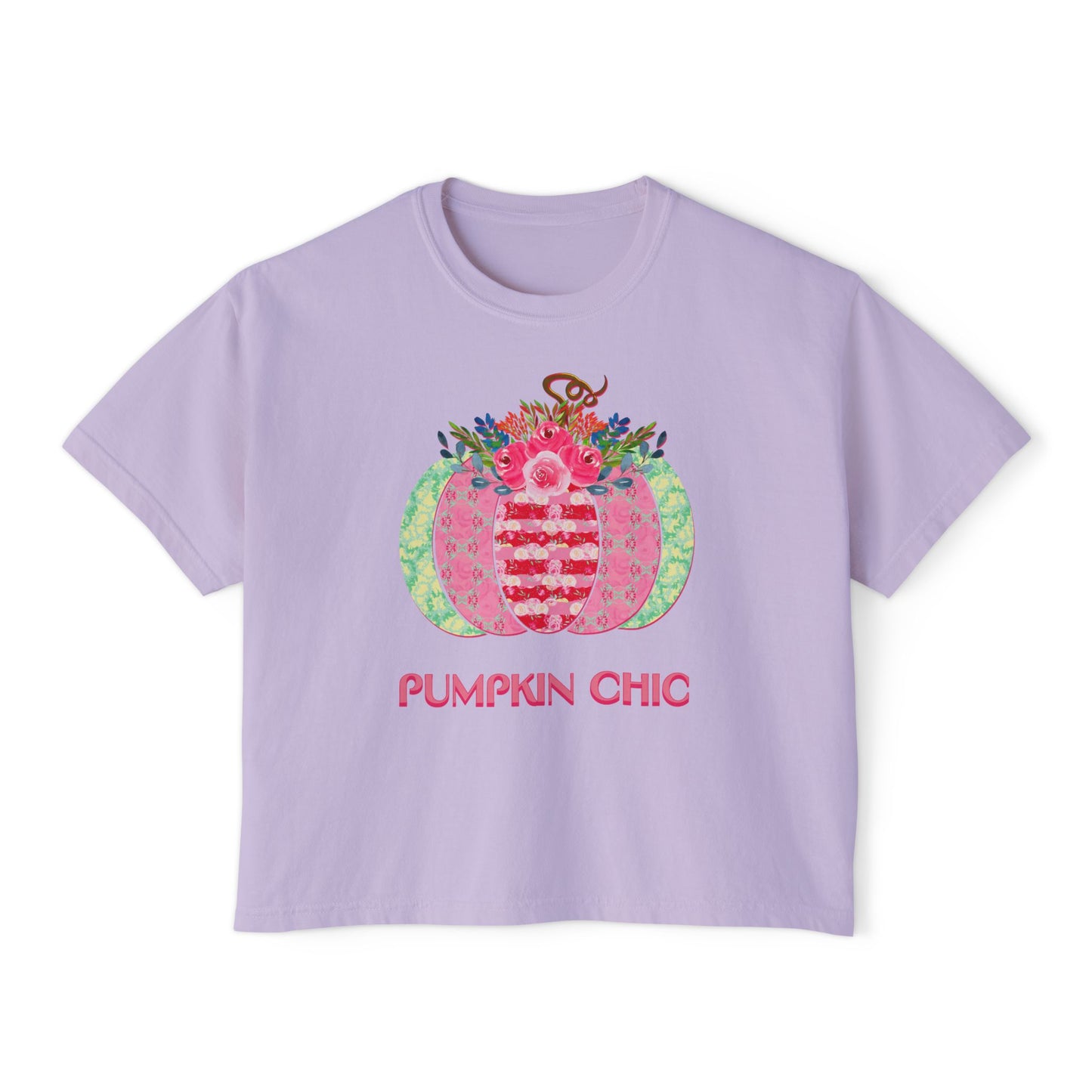 Pumpkin Chic Halloween or Fall Cropped Comfort Colors Women's Boxy Tee