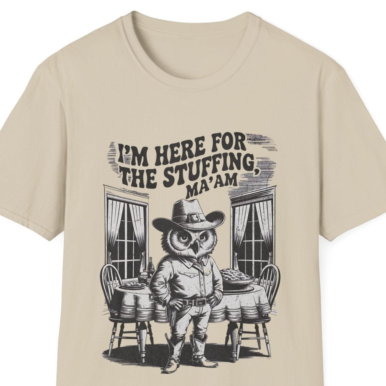 Funny Retro Cowboy Owl I'm Only Here for the Stuffing Holiday Unisex T-Shirt