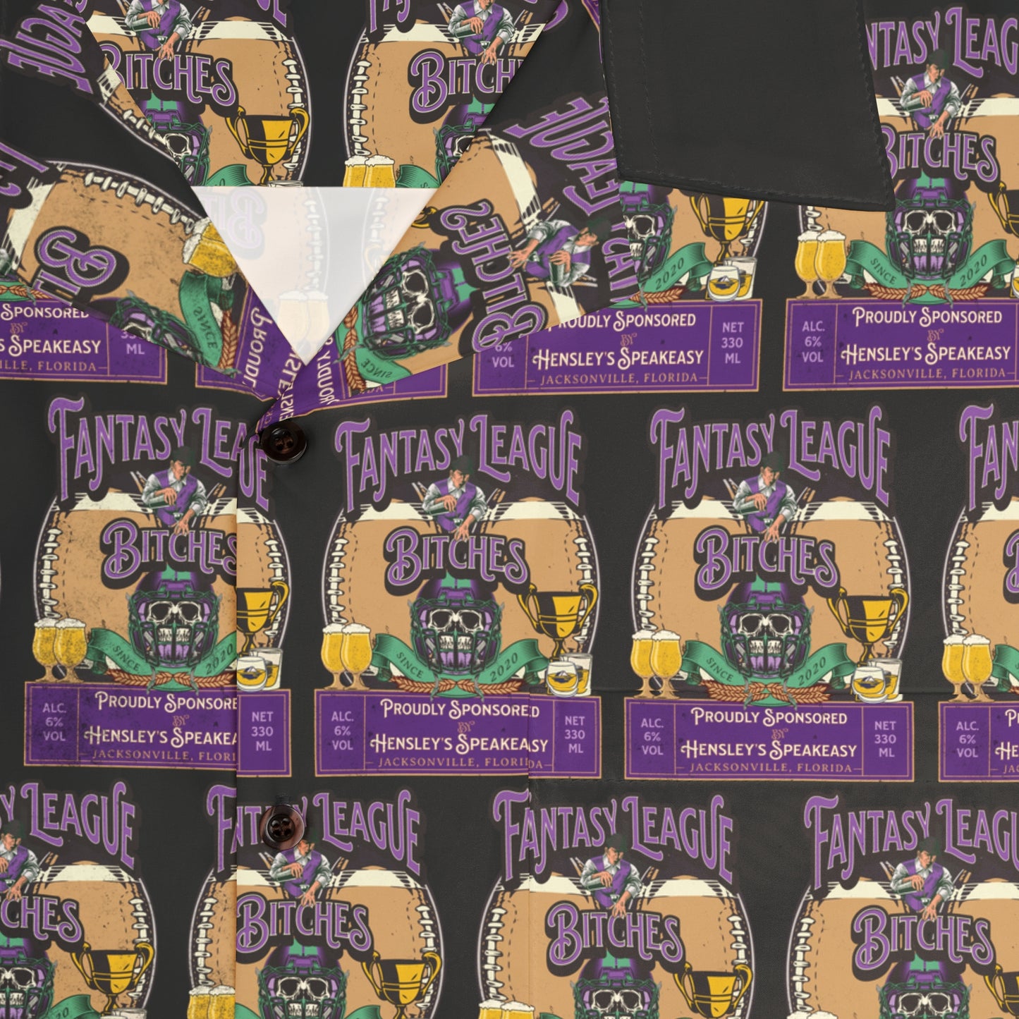 Fantasy League Bitches FLB Football Team Spirit Men's Hawaiian Shirt (AOP)