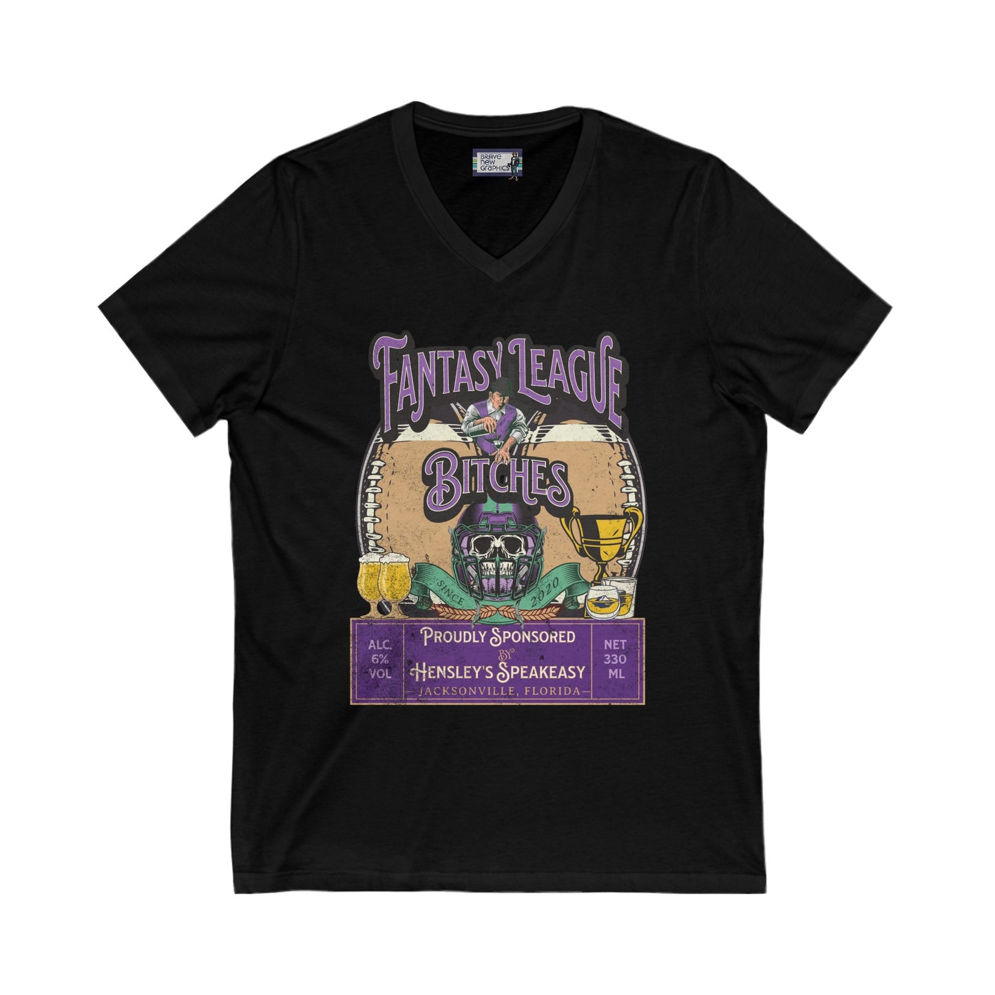 V-Neck Fantasy League Bitches FLB Football Team Spirit Unisex Jersey Short Sleeve V-Neck Tee