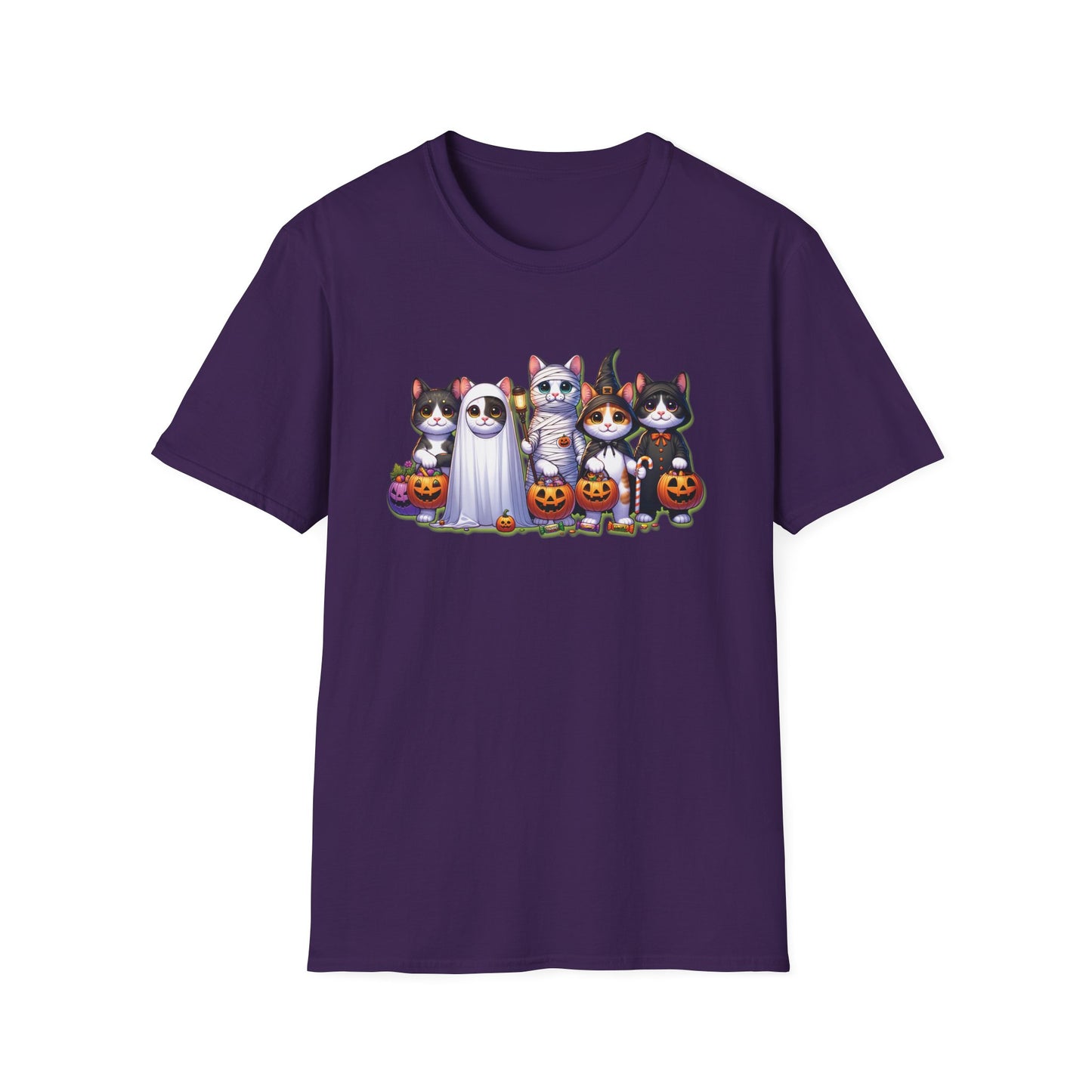 Halloween Cats Trick or Treating Tee, Funny Spooky Season Unisex T-Shirt XS-5XL
