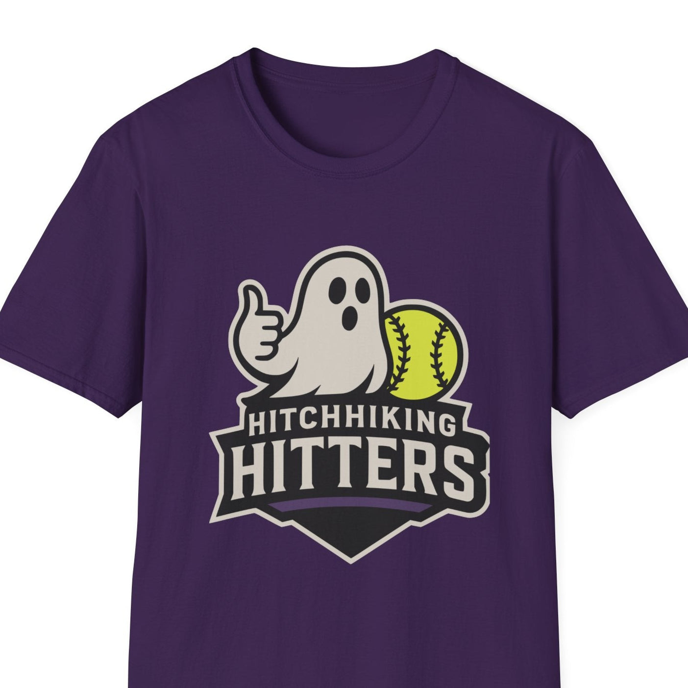 Custom Hitchhiking Hitters Short Sleeve Purple Softball T-Shirt Unisex Apparel