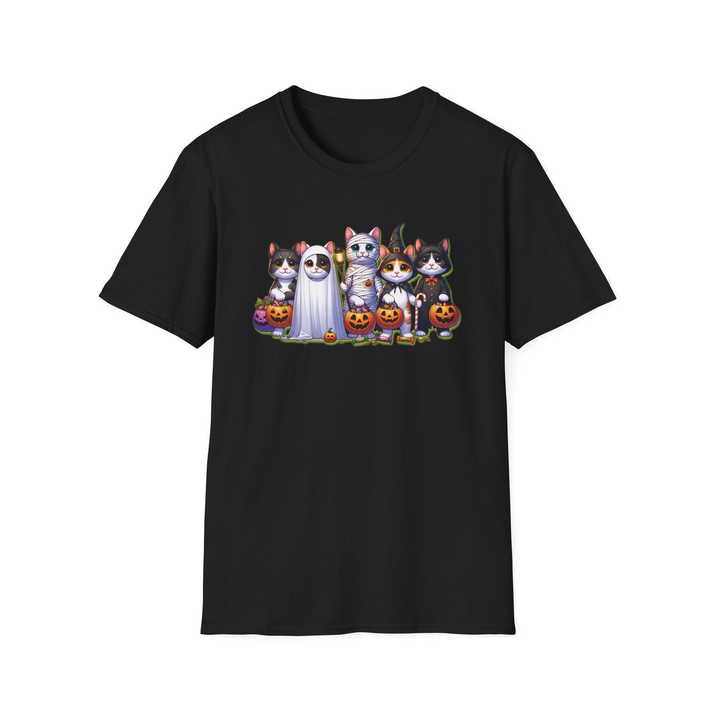 Halloween Cats Trick or Treating Tee, Funny Spooky Season Unisex T-Shirt XS-5XL