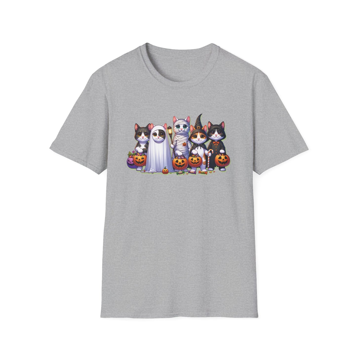 Halloween Cats Trick or Treating Tee, Funny Spooky Season Unisex T-Shirt XS-5XL