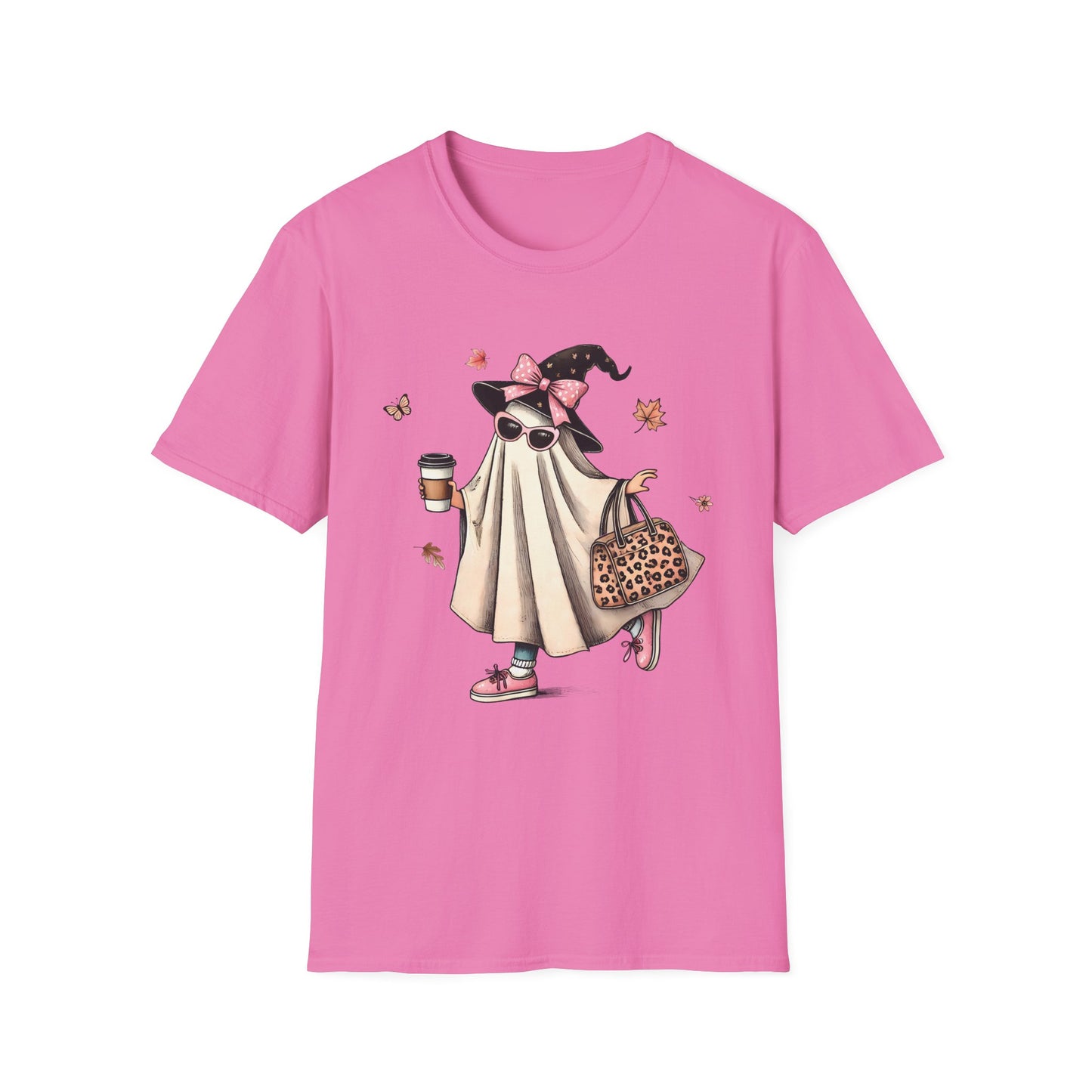 Cute Coquette Ghost With Coffee Spooky Season T-Shirt Unisex Jersey Short Sleeve Holiday Graphic Tee