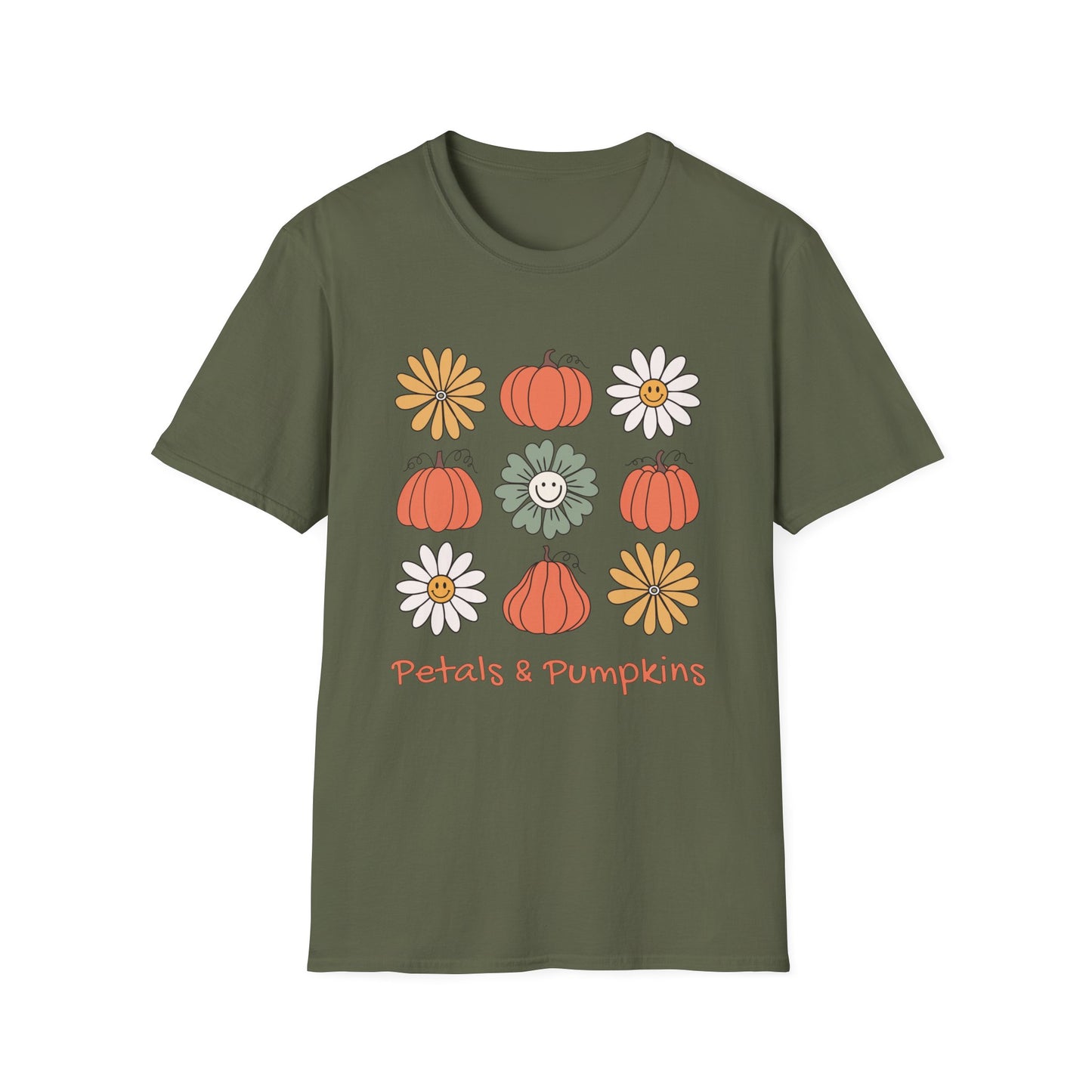 Fall Petals and Pumpkins Autumn Aesthetic Unisex Softstyle T-Shirt