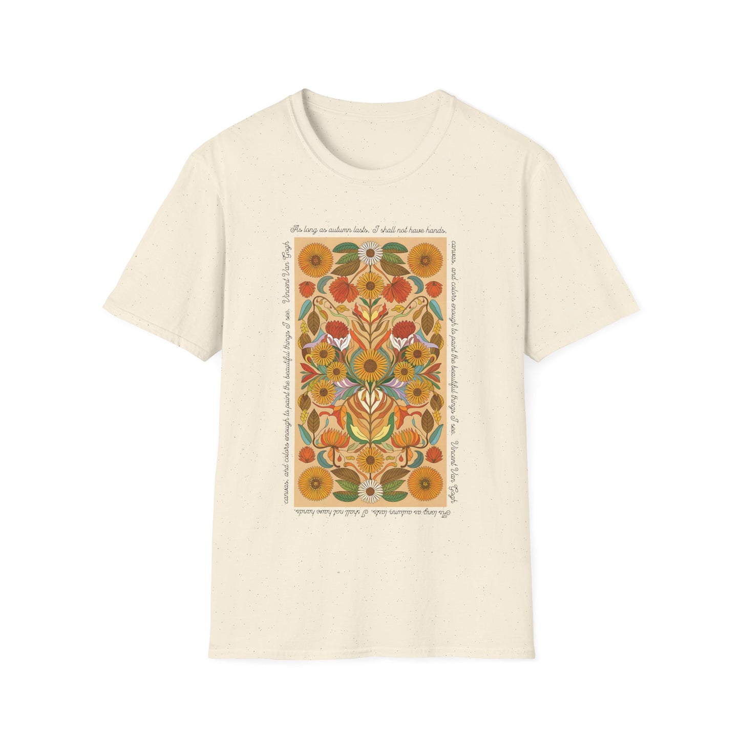 Autumn Florals with Van Gogh Quote T-Shirt Unisex Jersey Short Sleeve Holiday Graphic Tee Small - Plus Size