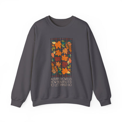 Autumn Leaves Let Things Go Sweatshirt Unisex Jersey Short Sleeve Fall Graphic Top Small - Plus Size