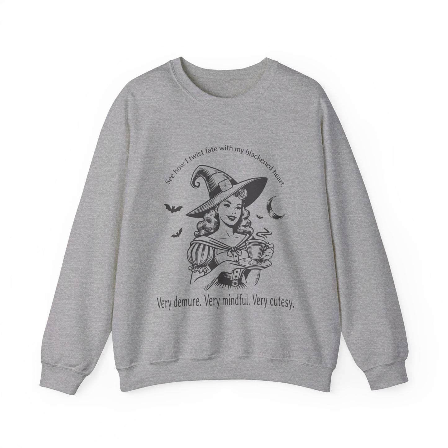 Very Demure Very Mindful Very Cutesy Halloween Witch Unisex Heavy Blend™ Crewneck Sweatshirt