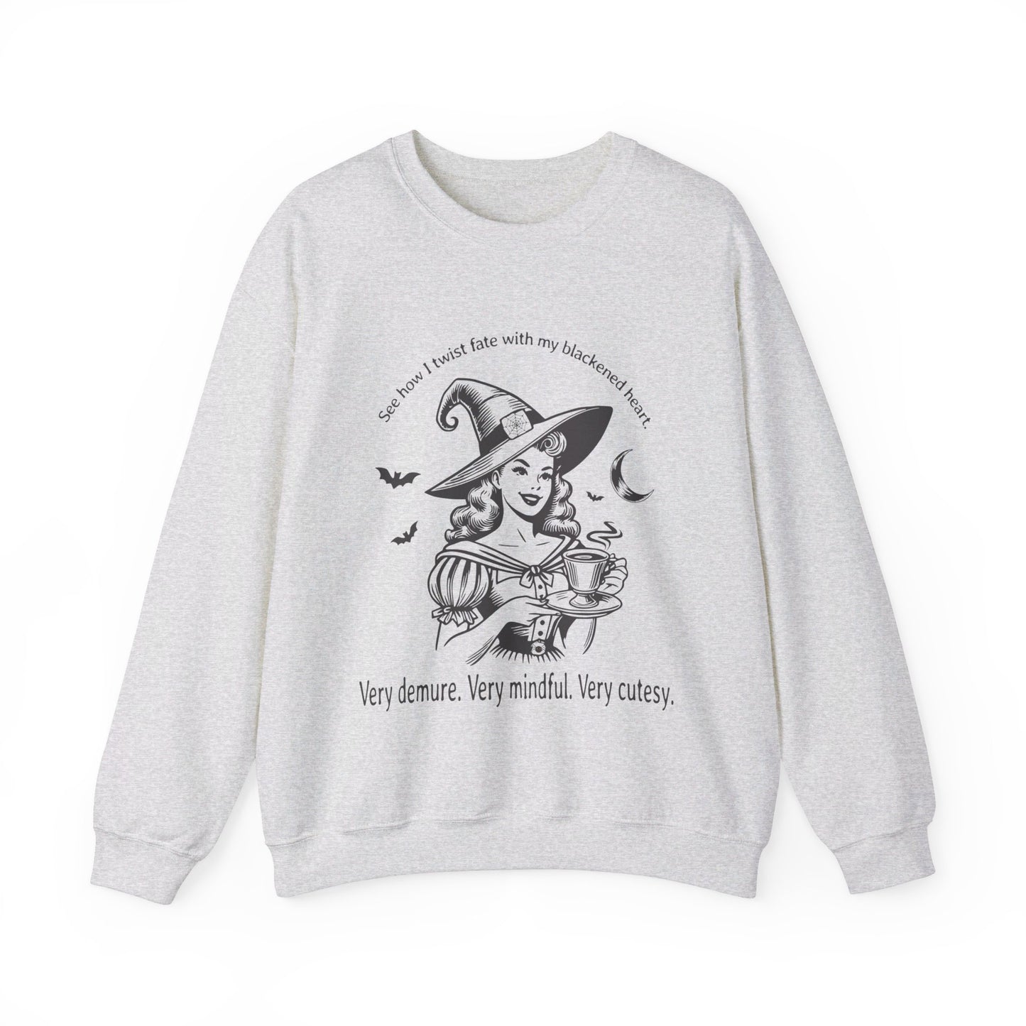 Very Demure Very Mindful Very Cutesy Halloween Witch Unisex Heavy Blend™ Crewneck Sweatshirt