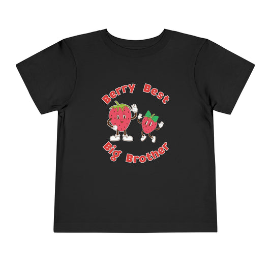 Berry Best Big Brother Toddler Short Sleeve Tee, Birthday Party Shirt, Strawberry Theme Sweet One 1st Birthday, Matching Sibling Set