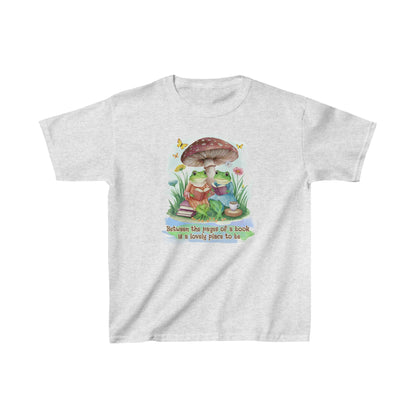 Book Frogs and Mushroom Reading Aesthetic Big Kids Heavy Cotton™ Tee