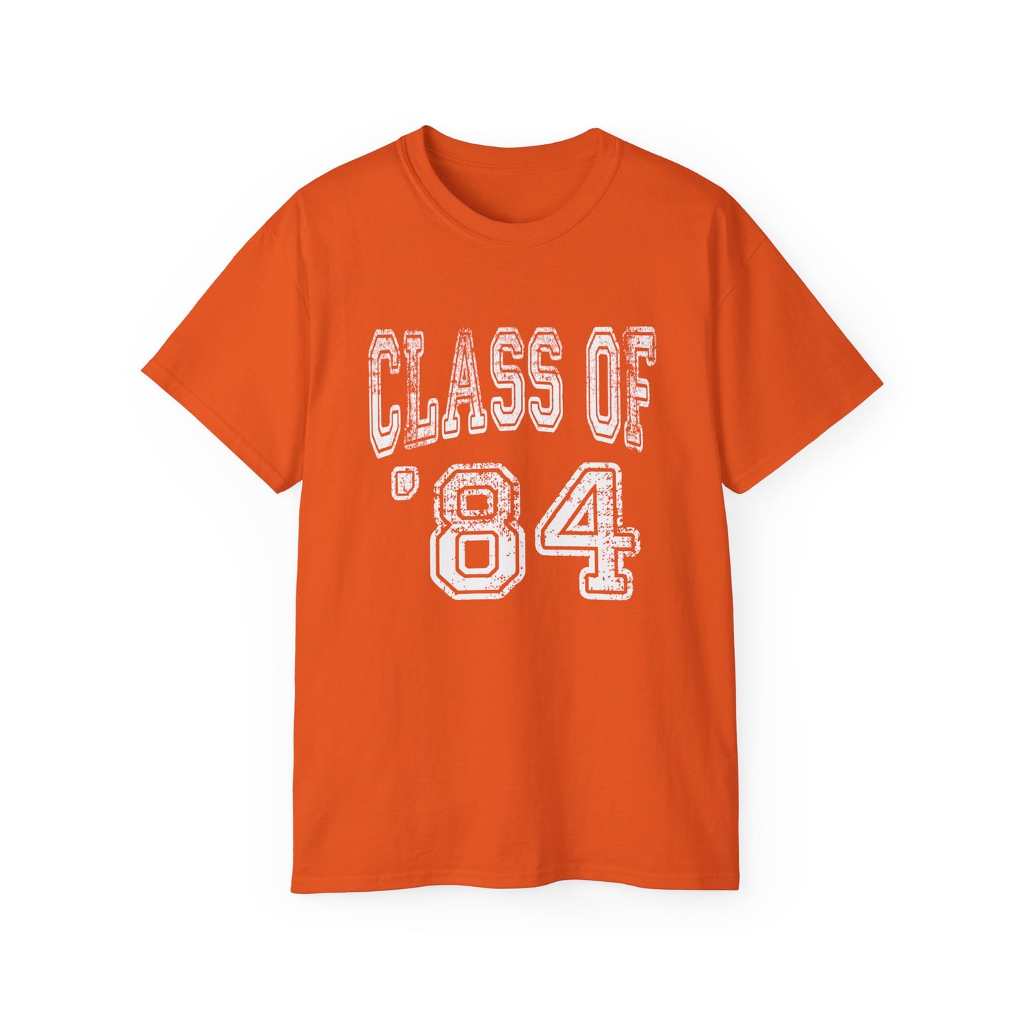 Class of 1984 Senior 84 White Text Grad Celebration Graduate Goals Choose Your School Color Vintage Distressed Tee Unisex Ultra Cotton Tee