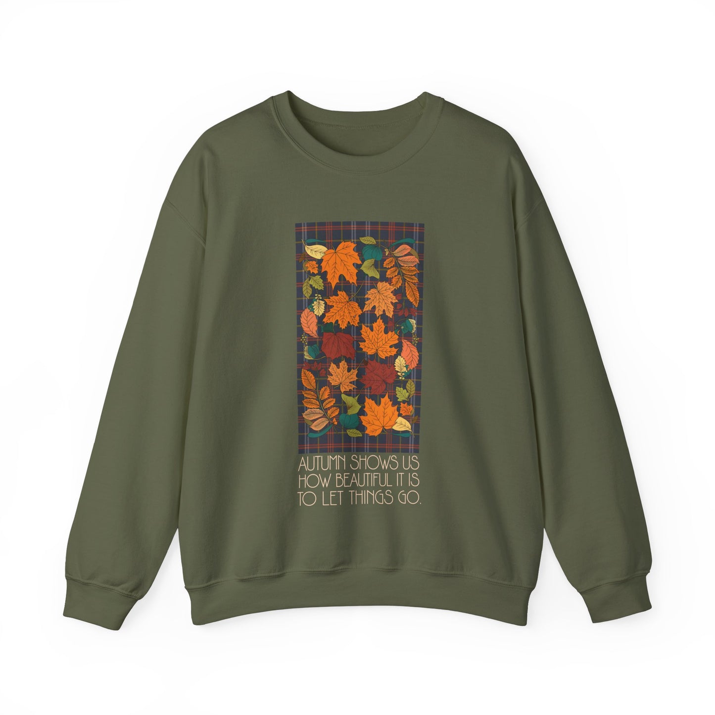 Autumn Leaves Let Things Go Sweatshirt Unisex Jersey Short Sleeve Fall Graphic Top Small - Plus Size