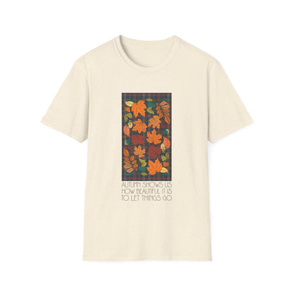 Autumn Leaves Let Things Go T-Shirt Unisex Jersey Short Sleeve Fall Graphic Tee Small - Plus Size