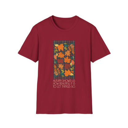 Autumn Leaves Let Things Go T-Shirt Unisex Jersey Short Sleeve Fall Graphic Tee Small - Plus Size