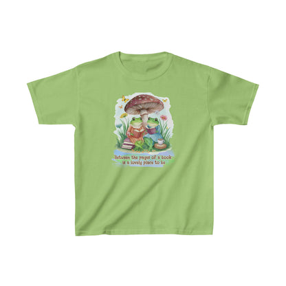 Book Frogs and Mushroom Reading Aesthetic Big Kids Heavy Cotton™ Tee