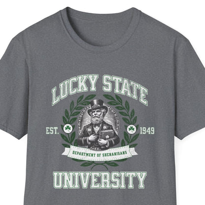 St. Patrick's Day Humor T-Shirt "Lucky State University" Holiday Design