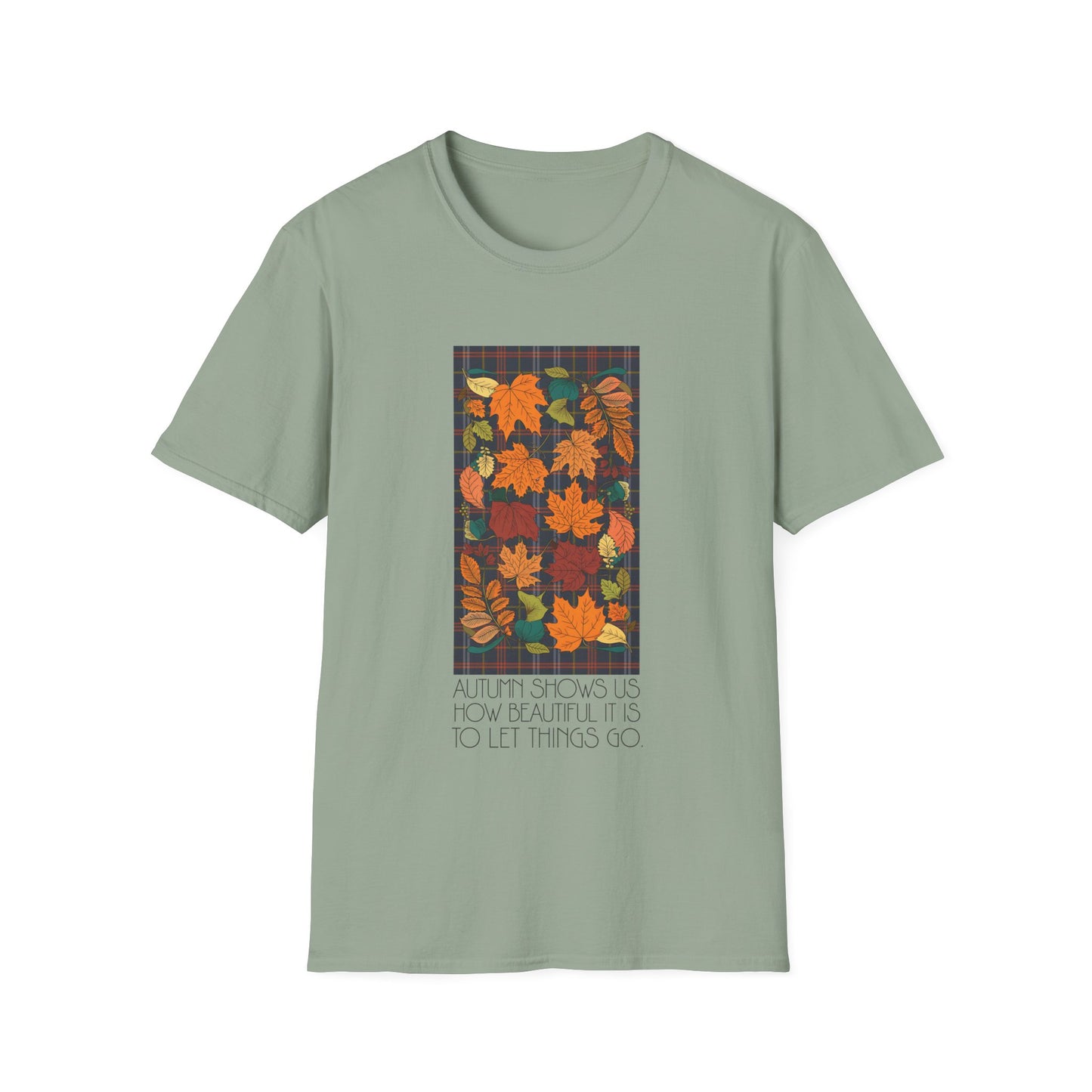 Autumn Leaves Let Things Go T-Shirt Unisex Jersey Short Sleeve Fall Graphic Tee Small - Plus Size