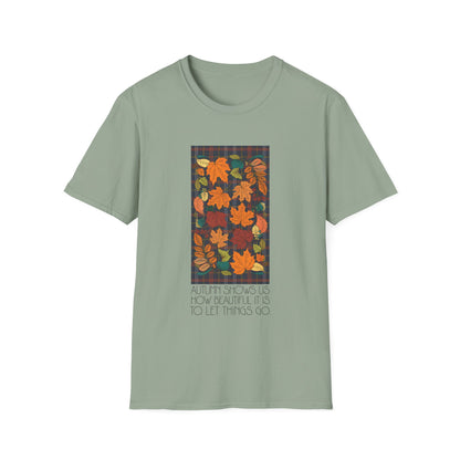 Autumn Leaves Let Things Go T-Shirt Unisex Jersey Short Sleeve Fall Graphic Tee Small - Plus Size