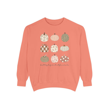 Fall Vibe Pumpkin Aesthetic Design, Comfort Colors Cozy Autumn Vibes Unisex Garment-Dyed Sweatshirt, Comfort Colors 1566