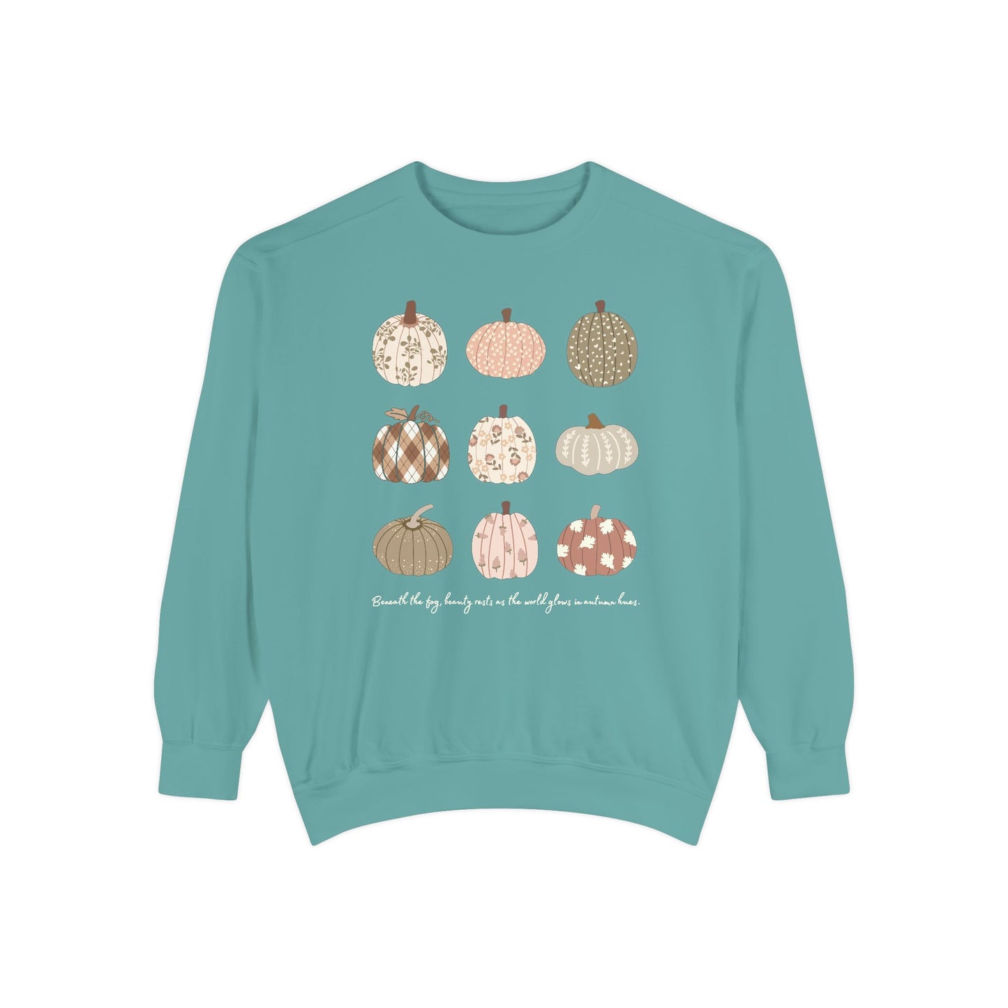 Fall Vibe Pumpkin Aesthetic Design, Comfort Colors Cozy Autumn Vibes Unisex Garment-Dyed Sweatshirt, Comfort Colors 1566