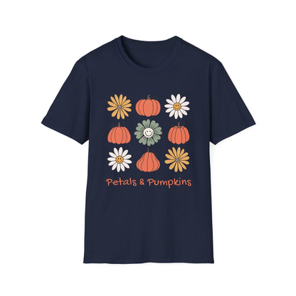 Fall Petals and Pumpkins Autumn Aesthetic Unisex Softstyle T-Shirt