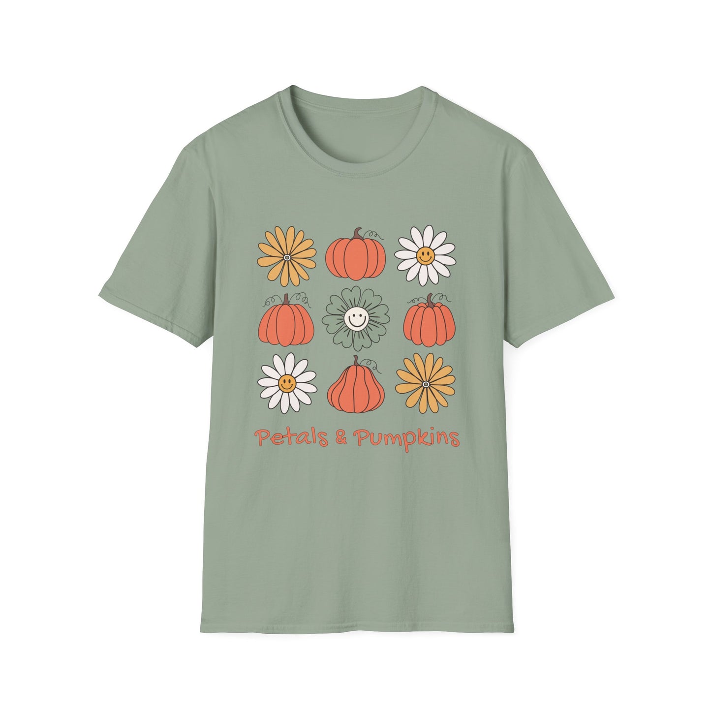 Fall Petals and Pumpkins Autumn Aesthetic Unisex Softstyle T-Shirt