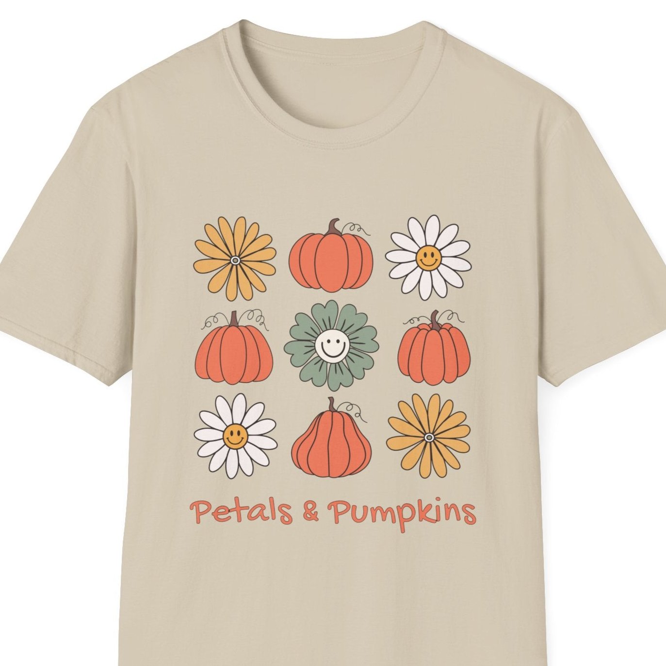 Fall Petals and Pumpkins Autumn Aesthetic Unisex Softstyle T-Shirt