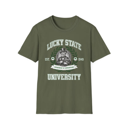 St. Patrick's Day Humor T-Shirt "Lucky State University" Holiday Design