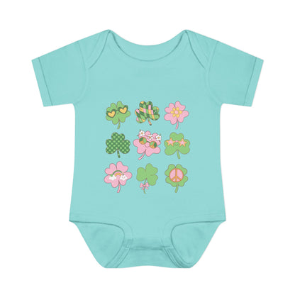 St. Patrick's Day Clover Grid Infant Body Suit Design