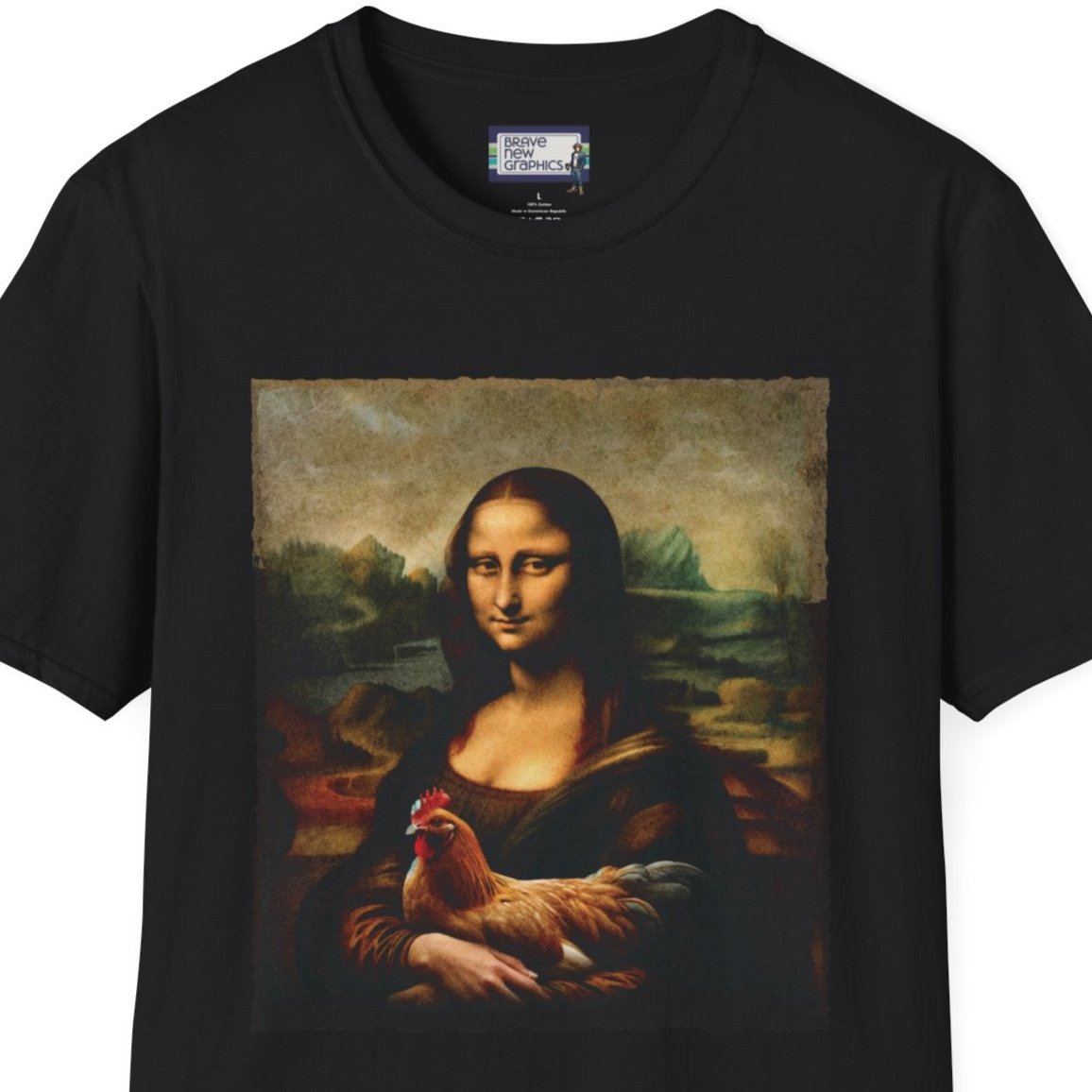 Mona Lisa Chicken Portrait Unisex Softstyle T-Shirt