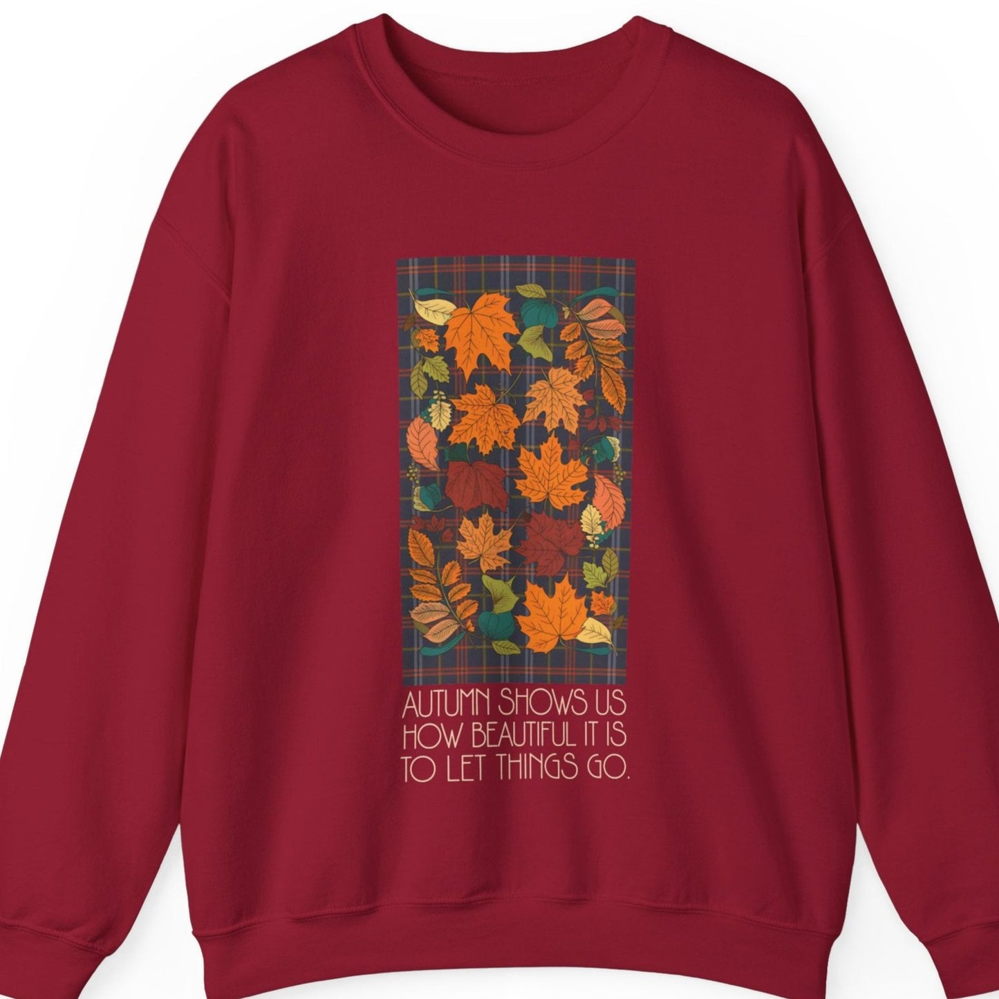 Autumn Leaves Let Things Go Sweatshirt Unisex Jersey Short Sleeve Fall Graphic Top Small - Plus Size