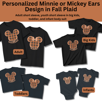 Personalized Minnie or Mickey Ears Halloween Spooky Season Design T-Shirts, Adults, Plus Size, Youth